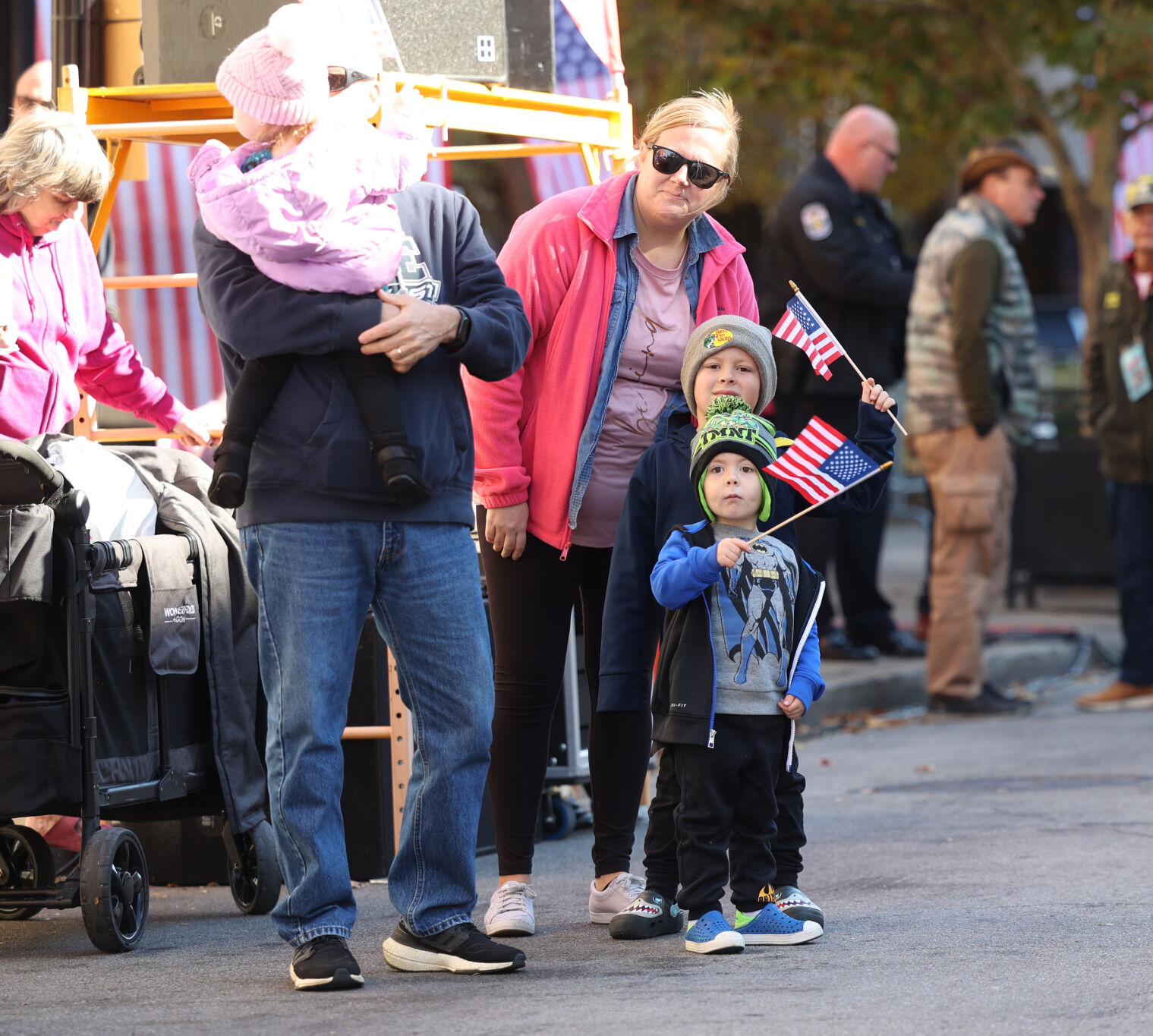 Crowd watches Veterans Day Parade.JPG